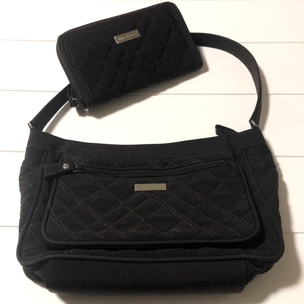 Vera Bradley brown quilted purse and wallet set